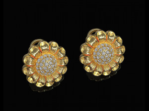 Flower Earrings with gems ball 3Dプリントモデル