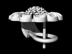 Flower Earrings with gems ball 3D Print Model