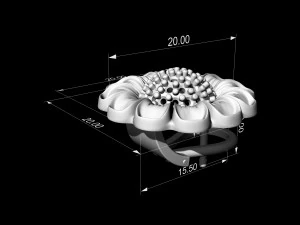 Flower Earrings with gems ball 3D Print Model