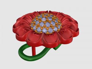 Flower Earrings with gems ball 3D 打印模型