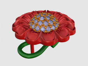 Flower Earrings with gems ball 3D Print Model