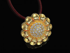 Flower pendant with gems ball Model Cetak 3D