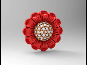 Підвіска-квітка з кулею з дорогоцінними каменями 3D Принт Модель