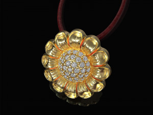 Flower pendant with gems ball 3Dプリントモデル