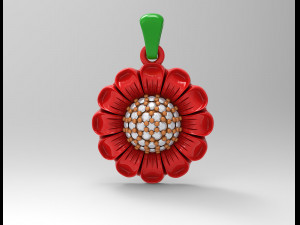 Flower pendant with gems ball Model Cetak 3D