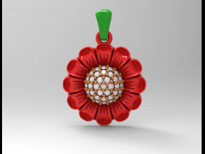 Підвіска-квітка з кулею з дорогоцінними каменями 3D Принт Модель