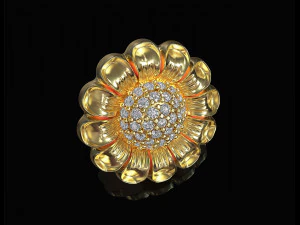Підвіска-квітка з кулею з дорогоцінними каменями 3D Принт Модель