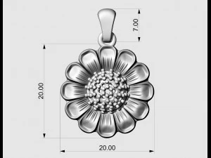 Підвіска-квітка з кулею з дорогоцінними каменями 3D Принт Модель
