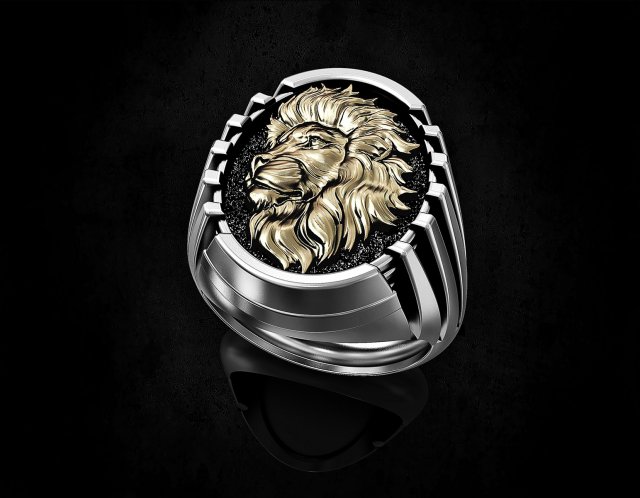 Lion profile ring 3D 打印模型 .c4d .max .obj .3ds .fbx .stl .blend 