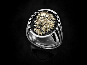 Lion profile ring 3Dプリントモデル