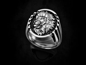 Lion profile ring 3D Print Model