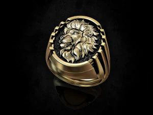 Lion profile ring 3D Print Model