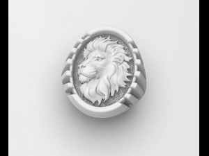 Lion profile ring 3D 打印模型