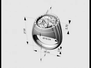 Lion profile ring 3D Print Model