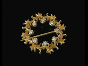 Листя брошка з дорогоцінними каменями 3D Принт Модель