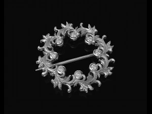 Leaves brooch with gems 3D Print Model