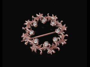 Leaves brooch with gems 3D Print Model