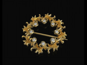 Leaves brooch with gems Model Cetak 3D