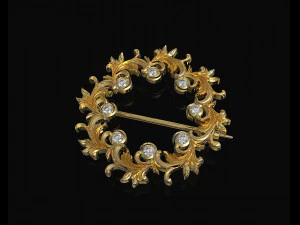 Leaves brooch with gems 3D Print Model
