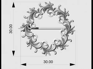 Leaves brooch with gems 3D Print Model