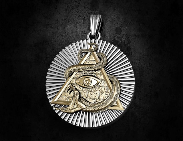All seeing eye with snake pendant 3D 打印模型 .c4d .max .obj .3ds .fbx .stl .blend 