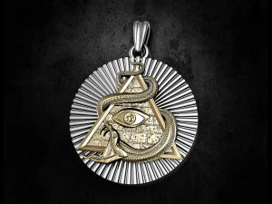 뱀 펜던트로 모든 것을 보는 눈 3D 프린트 모델