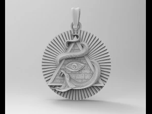 All seeing eye with snake pendant 3D Print Model