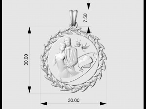 Wedding pendant 3D Print Model