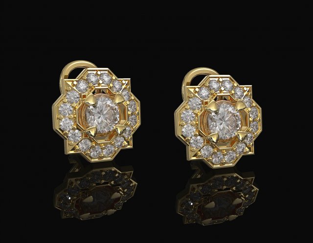 Fancy earrings with gems 3Dプリントモデル .c4d .max .obj .3ds .fbx .stl .blend 