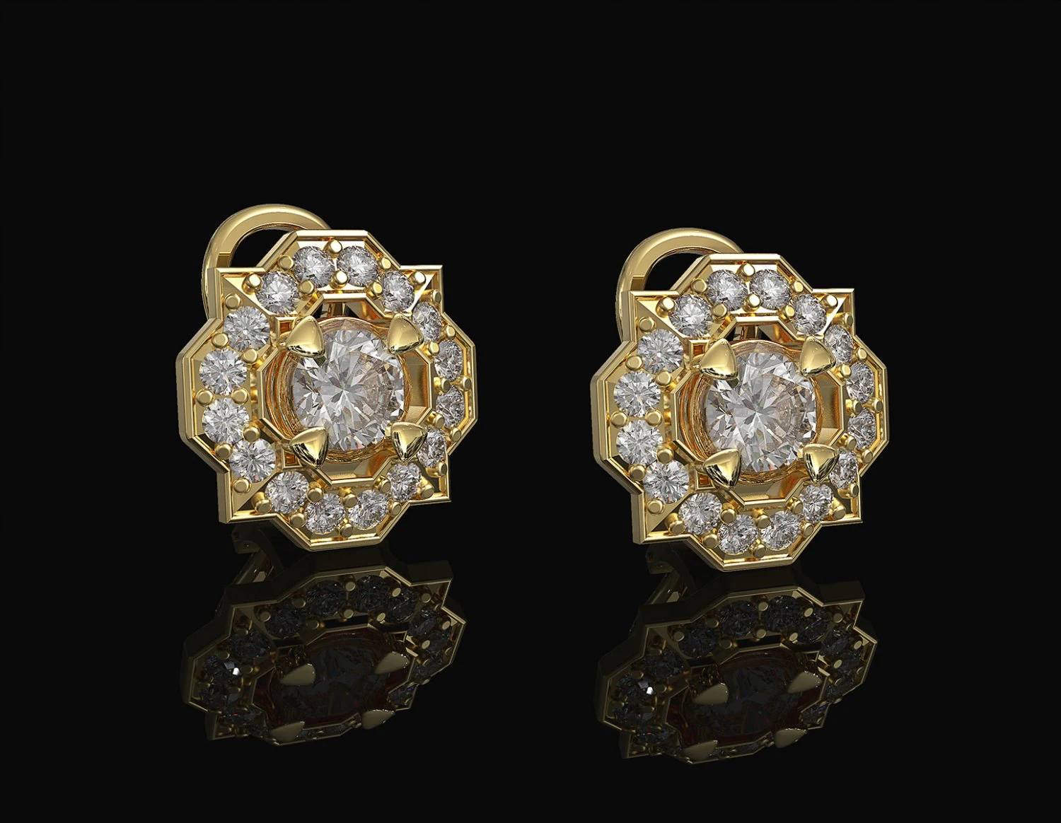 Fancy earrings with gems 3D Print Model .c4d .max .obj .3ds .fbx .stl .blend 