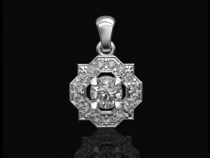 Елегантний кулон з дорогоцінними каменями 3D Принт Модель