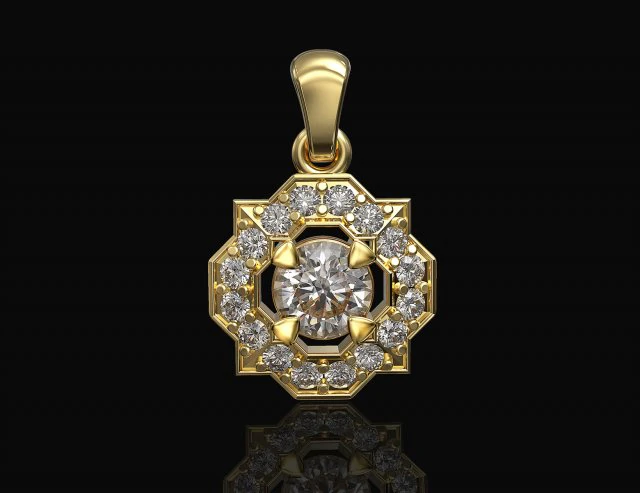 Елегантний кулон з дорогоцінними каменями 3D Принт Модель .c4d .max .obj .3ds .fbx .stl .blend