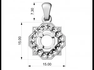 Елегантний кулон з дорогоцінними каменями 3D Принт Модель