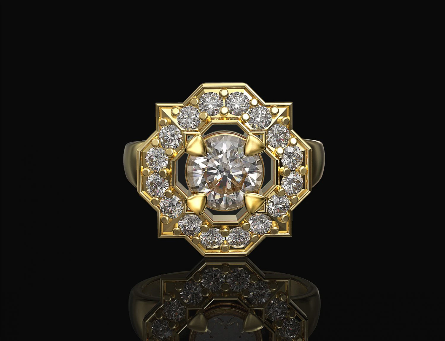 Fancy earrings with gems 3D Print Model .c4d .max .obj .3ds .fbx .stl .blend