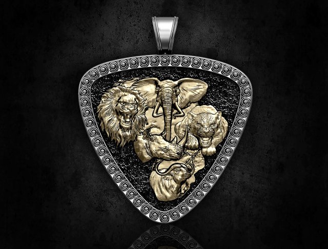 Jungle pendant-Five animals Modello di stampa 3D .c4d .max .obj .3ds .fbx .stl .blend 