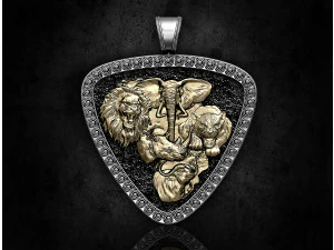 Ciondolo della giungla-Cinque animali Modello di stampa 3D