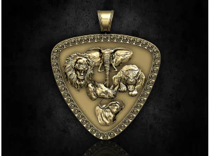 Jungle pendant-Five animals 3D Print Model