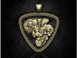 Jungle pendant-Five animals 3D Print Model