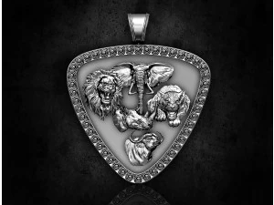 Jungle pendant-Five animals 3D Print Model