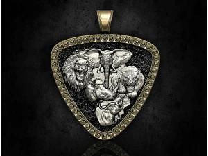 Jungle pendant-Five animals 3D Print Model