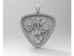 Jungle pendant-Five animals 3D Print Model