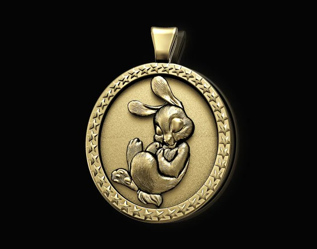 Кулон пасхальний кролик 3D Принт Модель .c4d .max .obj .3ds .fbx .stl .blend