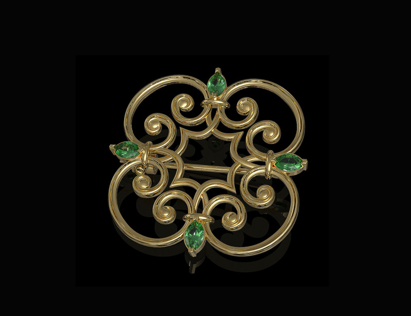 Celtic brooch with pear stones 3D-Druckmodell .c4d .max .obj .3ds .fbx .stl .blend 