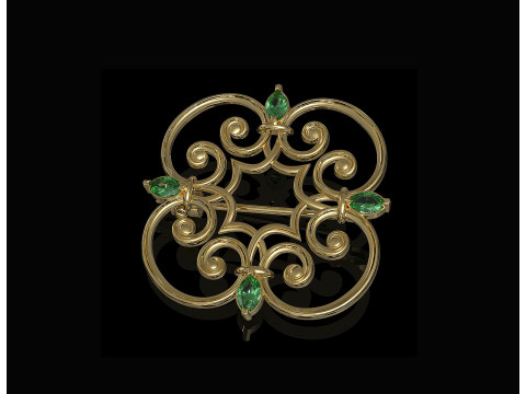 Celtic brooch with pear stones 3D-Druckmodell