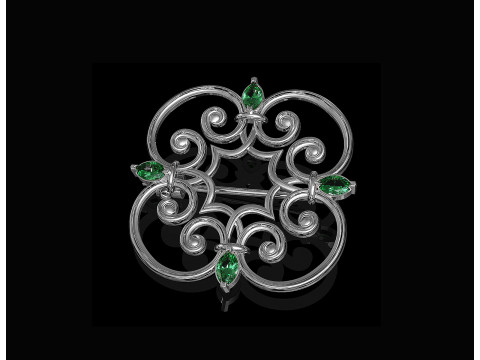 Celtic brooch with pear stones 3D-Druckmodell