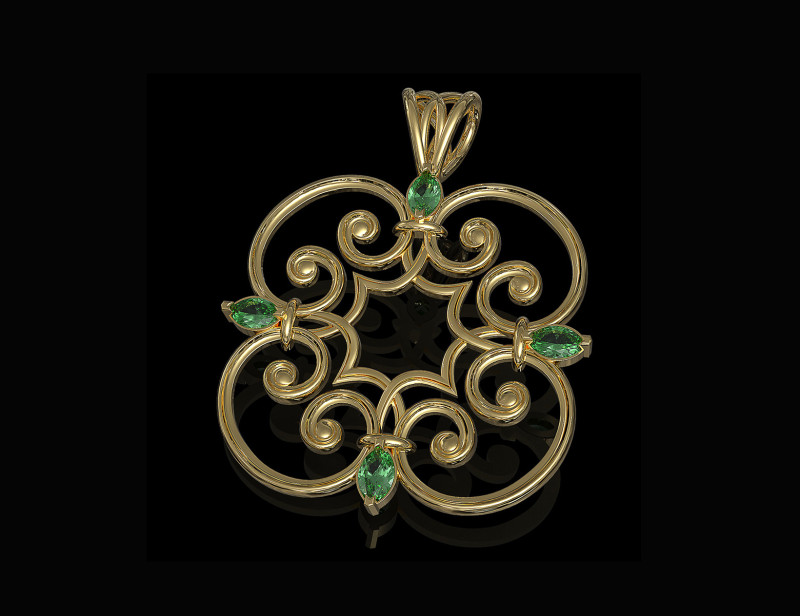 Celtic pendant with pear stones 3D Print Model .c4d .max .obj .3ds .fbx .stl .blend 