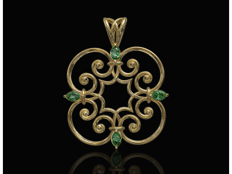Celtic pendant with pear stones 3D Print Model