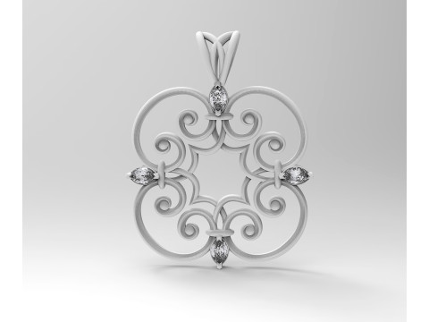 Celtic pendant with pear stones 3D Print Model