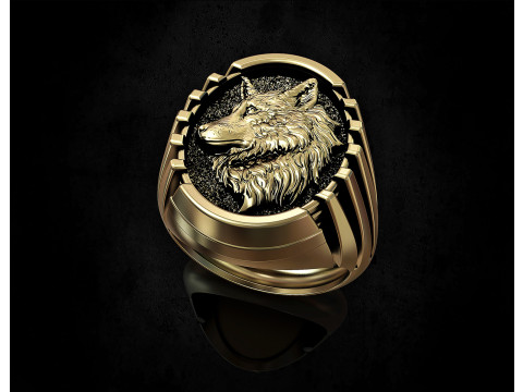 Wolf profile ring 3D 打印模型