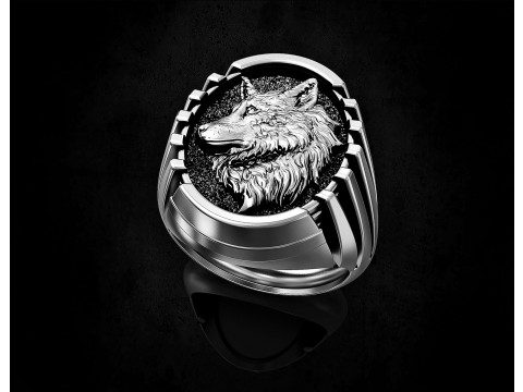Wolf profile ring 3D 打印模型